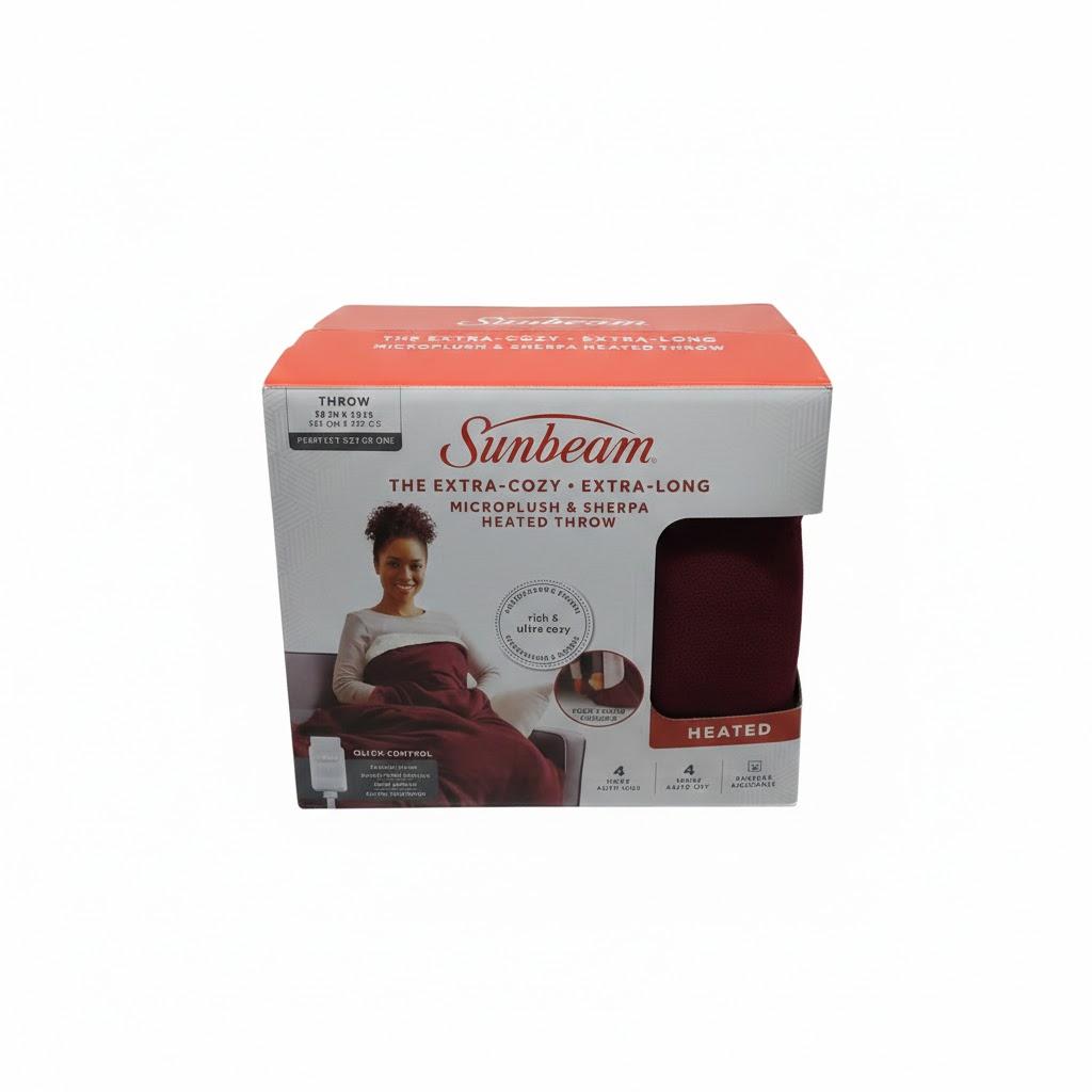 Sunbeam Throw Microplush Sherpa Heated Throw Size 50x70 in