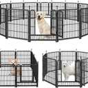 Dog Playpen Portable Outdoor Dog Fence, Dog Playpen for Large/Medium/Small Dogs, Dog Fences for The Yard with Doors Foldable Metal