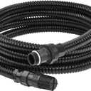 FLUENTPOWER 13FT x 1" Suction Hose Kit with Check Valve, Corrugated Pipe 13ft Long, Water Intake Hose Set, Aspiration Hose for Shallow Well Sprinkler Garden Booster Pump with 1 Female Inlet (13FT Plastic Fitting-Black)