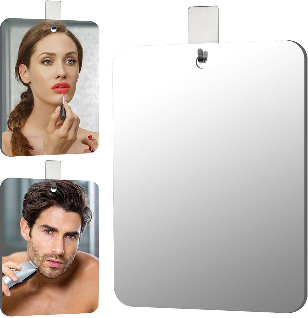 Shaving Mirror for Shower, Shower Mirror for Shaving Men(Lager 11 x 8 Inch x 1 Pc); Small Wall Mirrors for Showers, Shatterproof Plexiglass Makeup Mirrior, Travel Camping Showers Mirrors(No anti-fog)