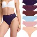 BAMBOO COOL Women's Thongs Seamless Moisture-Wicking Breathable Underwear Stretchy Panties Tagless 6 Pack