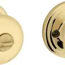Kwikset Juno Interior Privacy Door Knob with Lock, Door Handle For Bathroom and Bedroom, Polished Brass Keyless Turn Lock Doorknob (1 Pack)