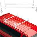 ECOTRIC Van Roof Ladder Rack 47"- 77" Adjustable Roof Rack 500LBS Capacity Compatible with Chevy Dodge Ford GMC Express