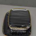 bUCLA 100PCS Black Plastic Plates with Gold Trim - Heavy Duty Black Gold Square Plates Disposable - Include 50 Each (Dinner & Dessert) for Party & New Year (7.25&10inch-100pcs)