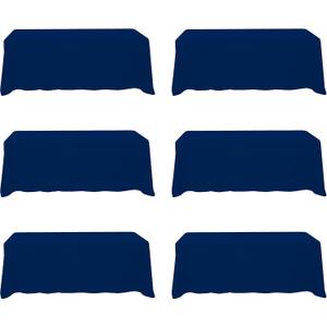 BRILLMAX 6 Pack Navy Blue Tablecloths 90 x 156 Inch for 8ft Rectangle Tables - 150 GSM Polyester Fabric, Floor Length Drop, Water, Stain & Wrinkle Resistant Cloth Cover for Wedding Reception Banquet