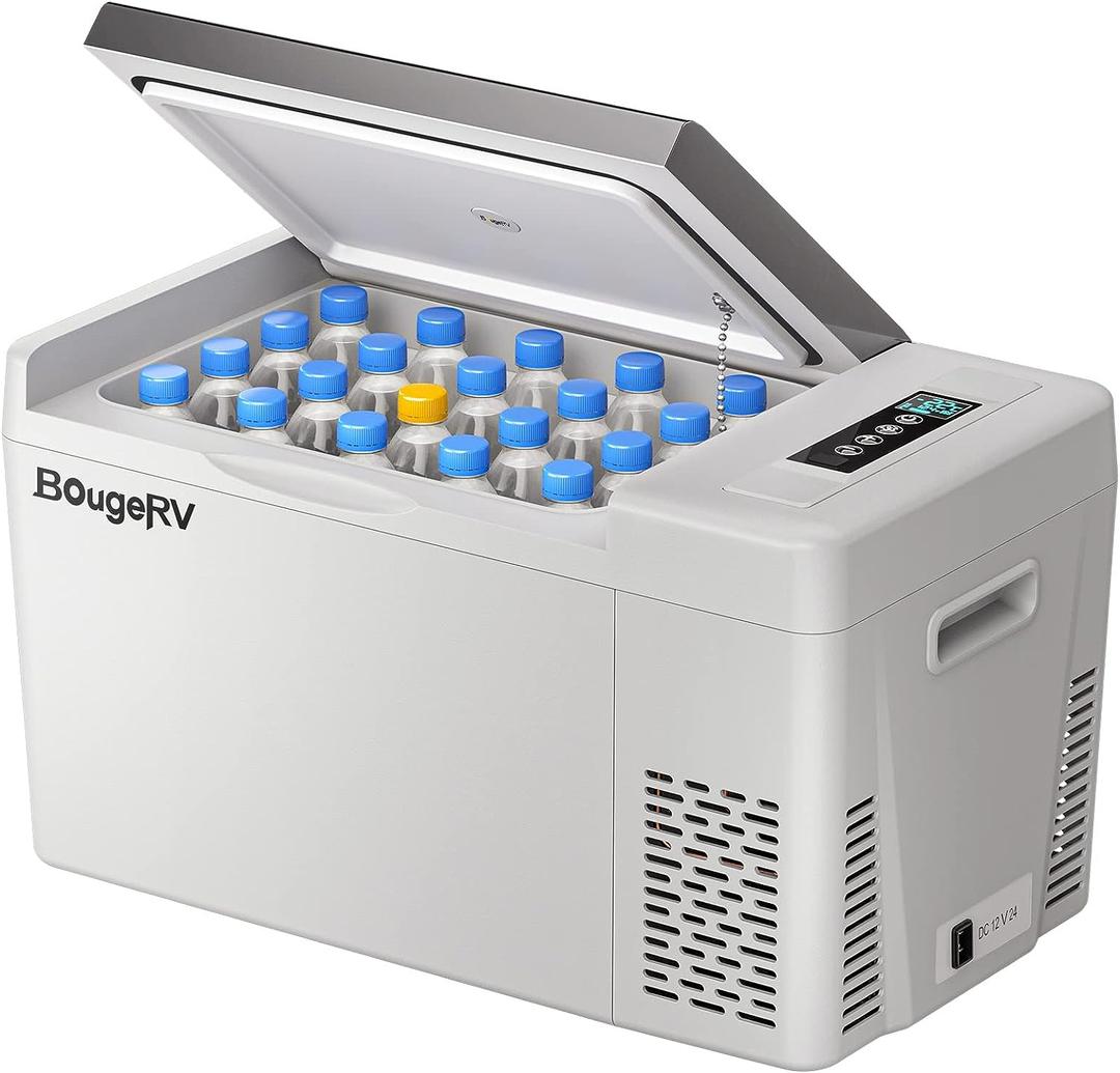 BougeRV 12 Volt Refrigerator 12V Car Fridge 23 Quart Portable Freezer Compressor Cooler 12/24V DC 110~240 Volt AC for Truck Van RV Camper SUV Travel Camping Road Trips Tailgating -7~50