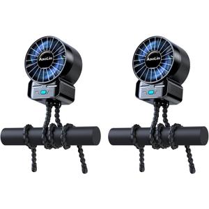 2 x 2 Pack Multifunctional Portable Stroller Fan 4 Speed 6600rpm High Speed Usb Rechargeable Personal Mini Handheld Fan Extended Tripod For Desktop Winding Kids Bed Treadmill Bike Golf Cart Outdoor Travel