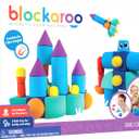 Blockaroo Magnetic Foam Building Blocks - 35-Piece Castle, Bath Toys for Toddlers, Preschool Toys, Bathtub Toys, Sensory Toys, Blocks for Toddlers 3-5, Engineering Toys for Kids 3-5, Bath Blocks