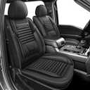 DISUTOGO Seat Covers Compatible with Ford F150 2009-2025 2026 / F250 F350 F450 2017-2025 2026 - Faux Leather Seat Covers for Trucks (091-Black/Front only)