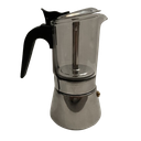 Premium Glass Top Stovetop Espresso Moka Pot 6 Cup Stainless, Open Box