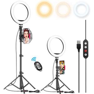 Kaiess 10.2" Selfie Ring Light with 65" Adjustable Tripod Stand & Phone Holder for Live Stream/Makeup, Upgraded Dimmable LED Ringlight for Tiktok/YouTube/Zoom Meeting/Photography