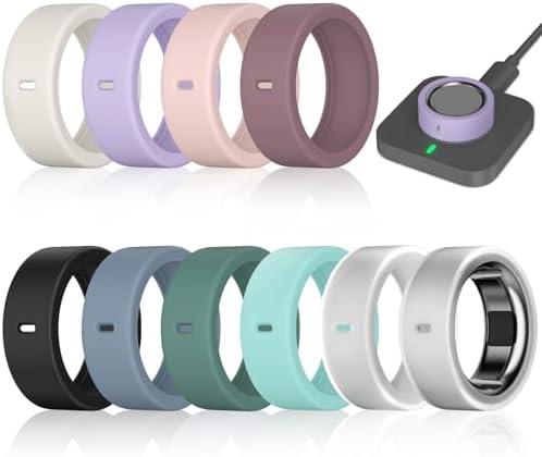 8 Pack Ring Cover Compatible with Oura Ring Gen 4/Oura Ring Gen 3 Horizon/Gen 3 Heritage, Surport Charging with Cover on, Anti-Scratch Elastic Silicone Ring Protector for Men Women Working Out Gym