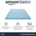 Amazon Basics Twin Mattress Topper, Cooling Gel-Infused, CertiPUR-US Certified, 2 Inches, Blue
