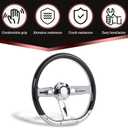 14Inch D-Shape Universal Steering Wheel 3Spoke 6Hole 50mm Deep Dish