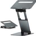 Nulaxy Height Adjustable Laptop Stand for Desk, Dual Foldable Aluminum Computer Riser, Pull Out Design Ergonomic Sit to Notebook Holder Convertor, Compatible with All 10-17" Laptops, Tablets, Gray