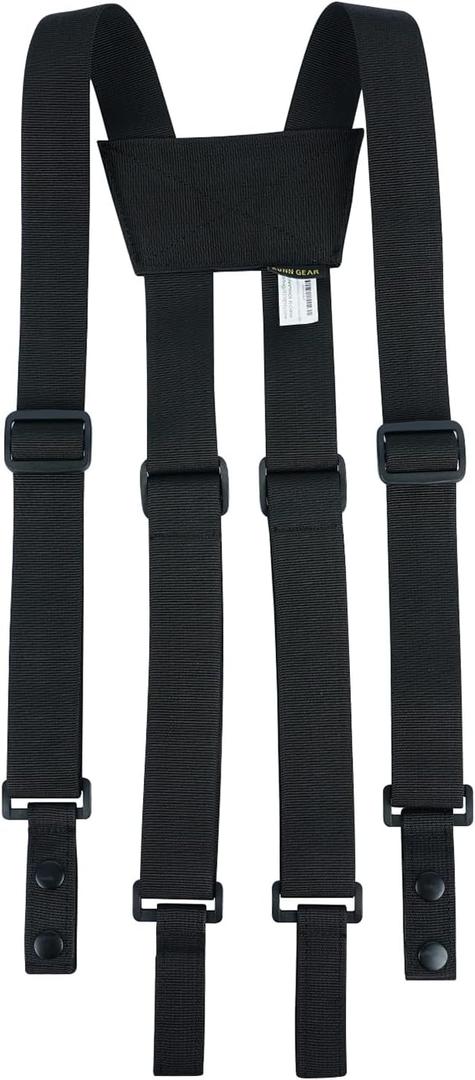 KUNN Tactical Suspenders Police Duty Belt Harness for Men,1.5 Inch Adjustable Tool Belt Suspender with 4 Loop Attachments,Black