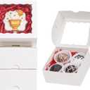 50PCS 3x3x1 Inches Mini Bakery Boxes with Window - Holds 4, Suitable for Cookies, Chocolate Truffle, Donut, Macaron, Brownie