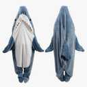 Shark Blanket Hoodie Onesie for Adult & Kid, Wearable Shark Sleeping Bag, Soft Cozy Onesie Costume. M