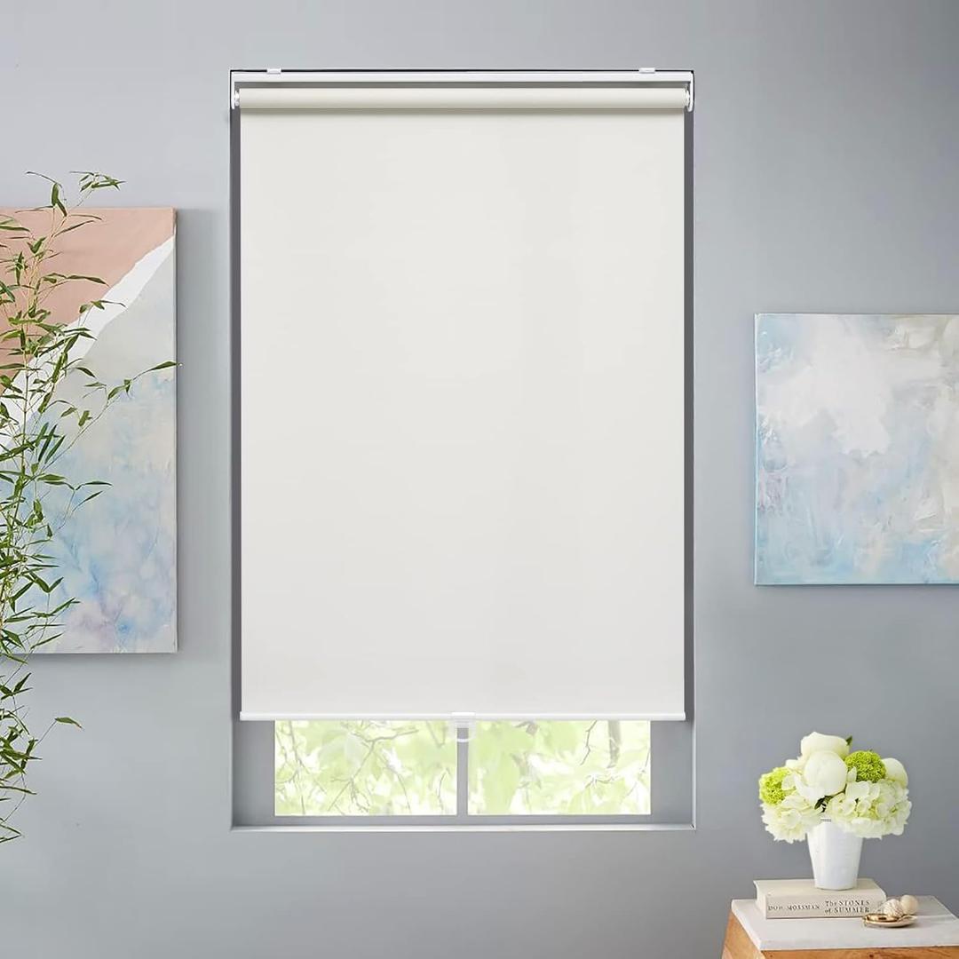 Roller Window Shades Blackout Blinds for Windows Cordless Bedroom Shade Room Darkening Shades Door Blinds with Thermal Insulated Easy to Install for HomeOfficeBathroom W20xL72 Ivory White