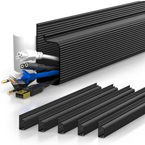 YECAYE 94.2in Cable Management, Cable Organizer,Adhesive Mount Cord Organizer for Desk, Cord Organizer, No-Drill Desk Wire Management for Home Office, Baby Proofing, Black