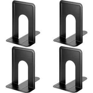 MaxGear 8.5 in Extra Large Heavy Duty Metal Book Ends, Black Universal Premium Bookends for Shelves, Non-Skid Bookend, Book Stopper for Books/Movies/CDs/Games, 8.5 x 5.9 x 7.8 in, 2 Pairs/XL