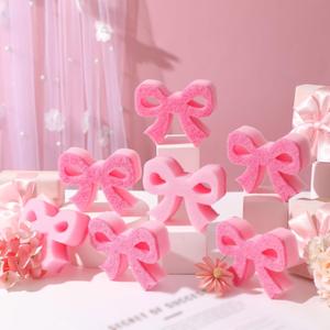 Tioncy 12 Pack Pink Bow Kitchen Sponges Bulk Pink Coquette Dual Sided Non-Scratch Scrubber Sponges Bow Dishwashing Kitchen Cleaning Accessories for Dishes Pots Pans Cute Household Supplies