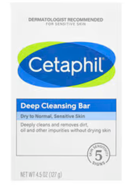 Cetaphil Bar Soap, Deep Cleansing Face and Body Bar, Pack of 1, For Dry to Normal, Sensitive Skin, Soap Free, Hypoallergenic, Paraben Free, Fragrance Free, Removes Makeup, Dirt and Oil