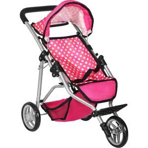 Fash N Kolor - Baby Doll Stroller with Adjustable Canopy & Toy Storage Basket - Foldable Baby Stroller for Pretend Play - Denim Pink,