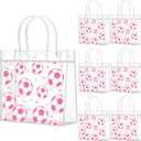 Wesnoy 20 Pcs Sport Party Favor Soccer Goodie Gifts Bags with Handles Reusable Sport Themed Treat Bags for Candy Birthday Party Supplies 8 X 8 X 3.15'' (Pink Soccer)