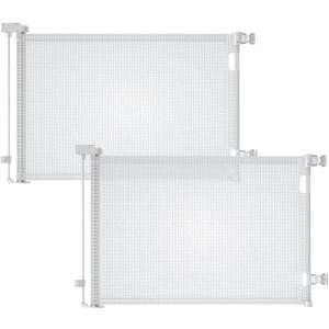 2PCS Retractable Baby Gates, Mesh Dog Gate for Doorways, 33.6" Tall, Expands to 55" Wide,Pet Safety Essential Fit for Baseboards, Wide Toddlers Gates for Hallways, Indoor & Outdoor,White