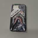 Compatible with iPhone 13 Case iPhone 14 Case Cool Camo Black White Shark Street Fashion Design for Boys, 3-Layer Rugged Shockproof Hard Plastic Bumper Silicone Rubber Heavy Duty Protection Cover