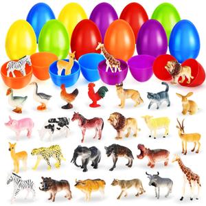SpringFlower Easter Basket Stuffers, 24 Pack Easter Egg Fillers with Realistic Animal Figures Toys for Easter Egg Hunt, Ideal Easter Party Favors Gifts for Kids