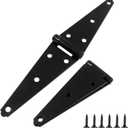 Hordion 2Pcs Strap Hinge Shed Door Hinges, 6 Inch Heavy Duty Gate Hinges Black Tee Hinge with Screws for Fence Wood Gate Cabinet Door