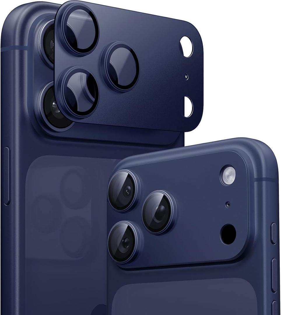 TORRAS for iPhone 17 Pro Camera Lens Protector, [Metal Frame] with Military Grade 9H+ Tempered Glass, Full Coverage, Anti-Scratch, 12 FT Shatterproof, Case Friendly, One-Piece, Deep Blue, 1 Pack