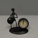 Classic Vintage Old Fashion Iron Art Musician Clock Figure Ornament for Home Office Desk Decoration Gift (C67 French Horn)