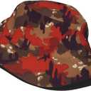 Bucket Hat Fashion Sun Cap Packable Outdoor Fisherman Hats Summer Beach Travel Fishing Hat for Women and Men (One Size, Flame Camo Camouflage Fashion Hunting)