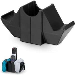 Dual Game Controller & Storage Desktop Holder, Universal Design for Xbox ONE PS5 PS4 PC Gamepads, Reduce Clutter, UGDS-01 by Brainwavz (2 Controllers & Remotes Black)