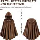 Medieval Cloak with Hood Renaissance Hooded Cape Unisex Renaissance Medieval Hooded Cloak for Halloween Party (Brown)