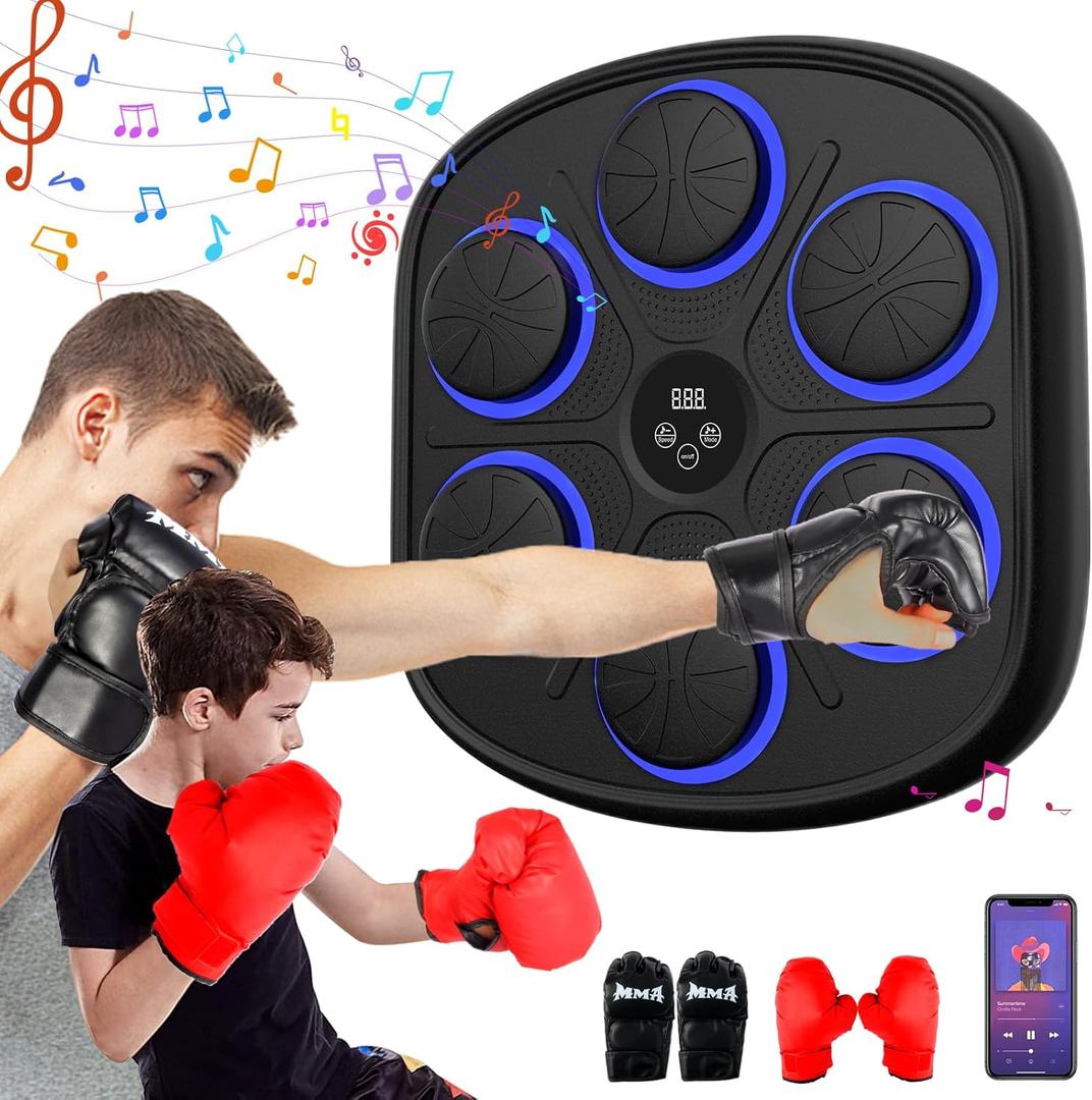 Music Boxing Machine for Adults, Bluetooth Smart Boxing Training Machine, Wall Target Punching Workout for Kids, Fun Fitness Equipment, Reflex Training Suitable for Home, Office, Gym