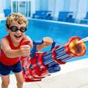 Gatling Electric Water Gun, 1500cc Squirt Water Pistol Toy Powerful Water Blaster 50-55 Feet Range, Automatic Super Water Soaker for Kids Summer Outdoor Swimming Pool Beach Party,Red