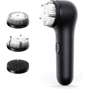 Premium Facial Cleansing Brush,Waterproof Face Scrubber,Spin & Sonic Modes with 3 Intensities,Magnetic 3-Head System for Deep Pore Cleaning, Gentle Exfoliation & Sensitive Skin Care - for Women & Men (Black)