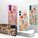 Compatible with iPhone 17 Case Card Holder for Women Cute Design,Wallet Phone Cases Transparent Cool Kawaii Protective (Clear Flowers Lily Girly Florals)