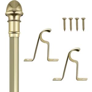 Amazing Drapery Hardware 7/16 Inch Brass Cafe Rods with Brass Ends, Set of 1 (Hardware Included) - Adjustable Length 28-48 Inches, Easy to Install Metal Rods for Doors, Windows, and Sidelights