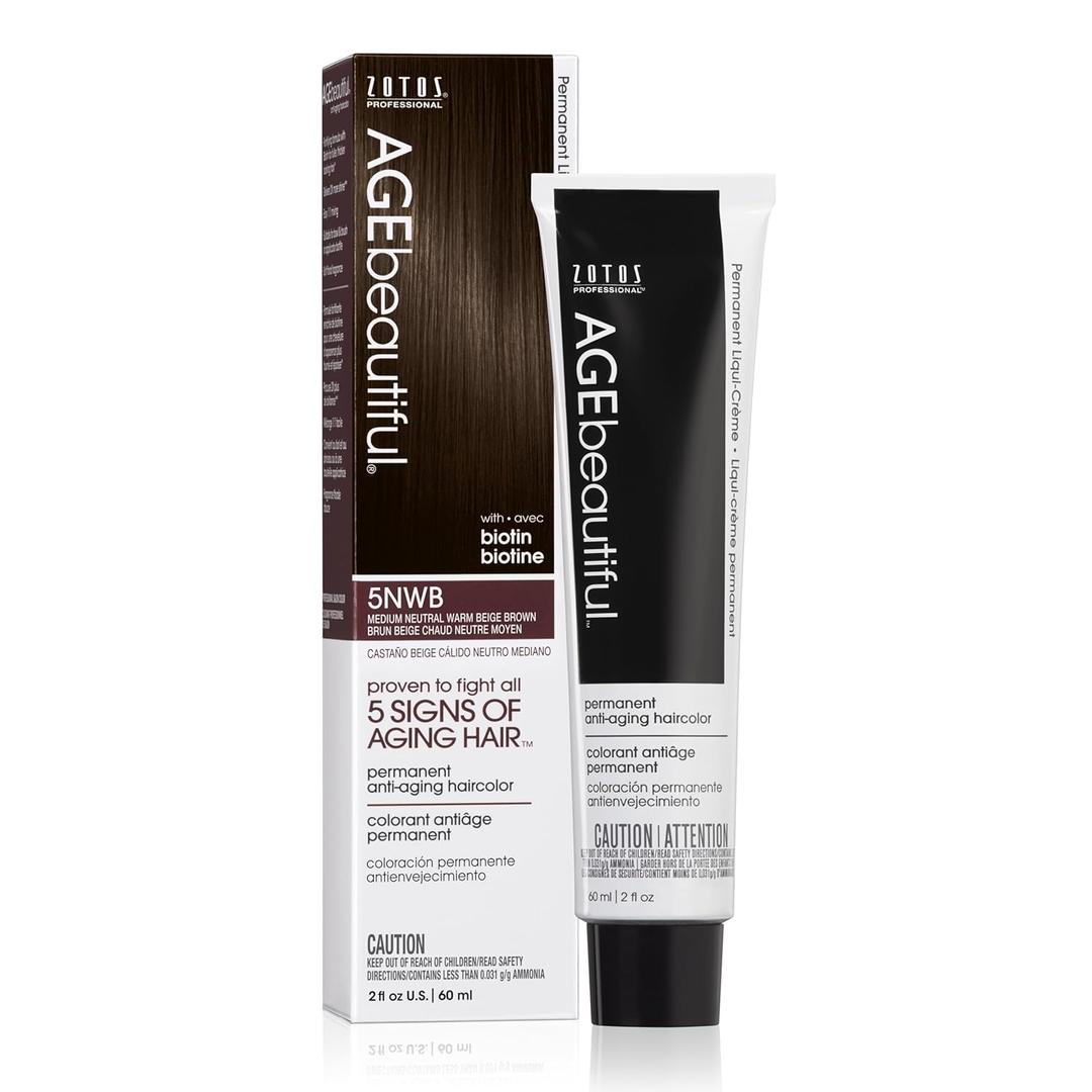 AGE beautiful Permanent Hair Color Dye Liqui-Creme | Neutral Warm Beige & Red Violet Shades | 100% Gray Coverage | Anti-Aging Haircolor | Biotin for Thicker, Fuller Hair | Professional Salon Coloring
