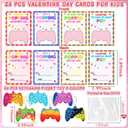 24 Pack Valentines Day Cards for Kids Classroom with Mini Pop Fidget Keychain Valentines Day Gifts for Kids School, Valentine Exchange Cards for Class Party Favors Set Toddlers Girls Boys