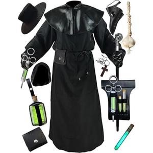 Absolute Vibe Plague Doctor Costume Cloak Robe Halloween Props Medieval Monk Priest Renaissance Cosplay, Size L