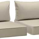 AAAAAcessories Outdoor Seat Cushions for Chairs, Fade-Resistant, Waterproof Patio Furniture Replacement Cushions, 24" x 24" x 5" + 24" x 13.5", Set of 2, Beige