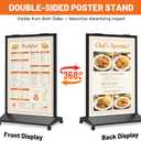 Heavy Duty Rolling Sidewalk Sign 24x36 Inch - Double-Sided Sandwich Board Poster Stand with Wheels, Slide-in Floor Standing Sign Holder Stand for Outdoor Business Advertising (Frame only)