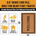 Ottomanson Coco Coir Front Door Mat – Heavy Duty Natural Coir Welcome Mat, Non-Slip Outdoor Entryway Rug, Dirt Scraper Door Mat for Porch & Entrance, Welcome, 24" x 36"
