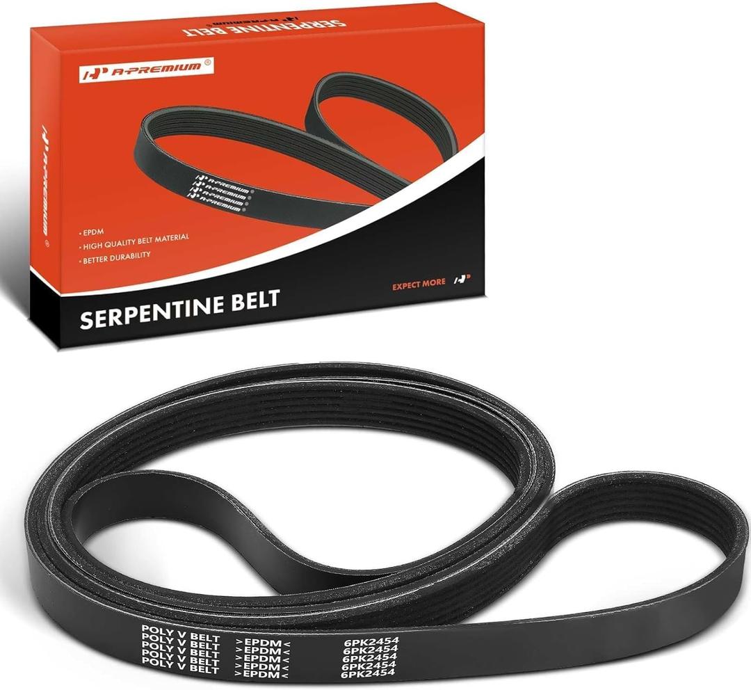 A-Premium 96.61 Inch Serpentine Belt Compatible with Ford, Jeep, Dodge, Chevy, GMC, Chrysler, Mercedes-Benz, Land Rover, Cadillac, Kia, Jaguar, Lincoln, Audi - F-150, Cherokee, Grand Caravan, Tahoe
